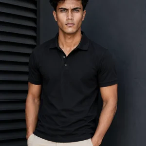 Black Mercerized Cotton Polo T-Shirt for Men 240 GSM Premium 100% Cotton by HappyTees